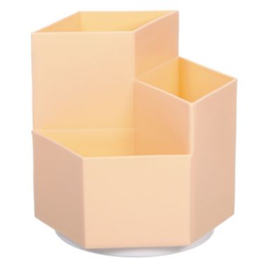 Unique Bargains Office Pencil Holder 3 Slots Rotating Desktop Organizer Pen Cup, Pink. View a larger version of this product image.