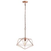 Lalia Home 1 Light 16" Modern Metal Wire Paragon Hanging Ceiling Pendant Fixture - Rose Gold