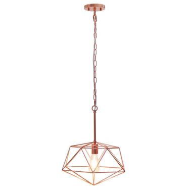 Lalia Home 1 Light 16" Modern Metal Wire Paragon Hanging Ceiling Pendant Fixture - Rose Gold. View a larger version of this product image.