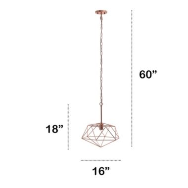 Lalia Home 1 Light 16" Modern Metal Wire Paragon Hanging Ceiling Pendant Fixture - Rose Gold. View a larger version of this product image.