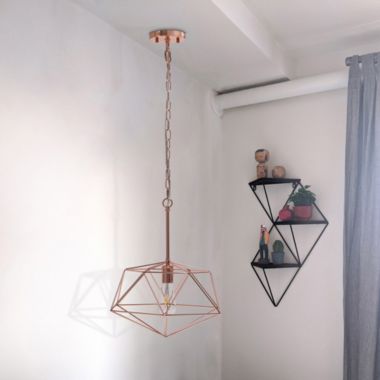 Lalia Home 1 Light 16" Modern Metal Wire Paragon Hanging Ceiling Pendant Fixture - Rose Gold. View a larger version of this product image.