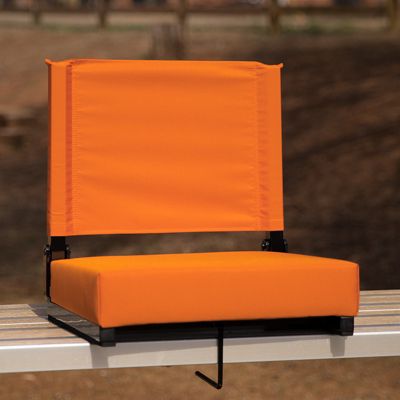 Flash Furniture Set of 2 Grandstand Comfort Seats by Flash - 500 lb. Rated Lightweight Stadium Chair with Handle & Ultra-Padded Seat, Orange [XU-STA-OR-GG]