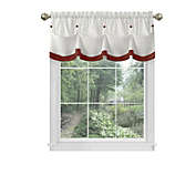 Kate Aurora Country Farmhouse Living Solid Colored Button Tuck Window Valance - 56in W x 14in L, Red