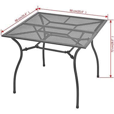 vidaXL Patio Table 35.4"x35.4"x28.3" Steel Mesh. View a larger version of this product image.