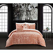 Chic Home Alianna Comforter Set Crinkle Crushed Velvet Bed In A Bag - Sheet Set Decorative Pillow Shams Included - 9-Piece - King 104x92", Blush