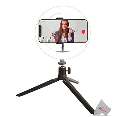 Vivitar 8 Inch LED Ring Light for Iphone Smartphone with Tripod Mount Stand, Power Bank and Wireless Remote. View a larger version of this product image.