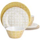Alternate image 0 for Laurie Gates California Designs Summer Bloom 12 Piece Melamine Dinnerware Set in Gold