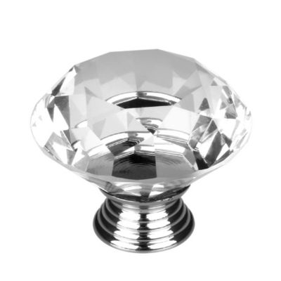 6/12Pc 25mm Diamond Shape Crystal Glass Cabinet Knob Cupboard Drawer Pull Handle 