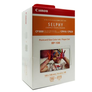 3 Unit Canon RP-108 High-Capacity Color Ink/Paper Set for SELPHY CP910 Printer. View a larger version of this product image.