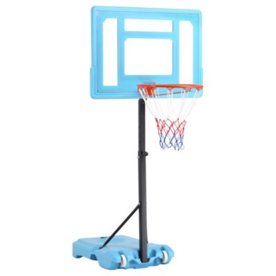 Soozier Poolside Basketball Hoop Stand, 36.5"-48.5" Height Adjustable Portable Hoop System w/ Clear Backboard & Fillable Base for Adults & Kids, Blue