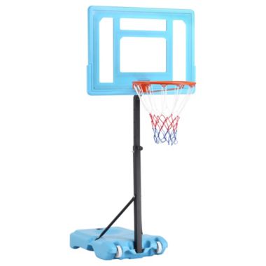 Soozier Poolside Basketball Hoop Stand, 36.5"-48.5" Height Adjustable Portable Hoop System w/ Clear Backboard & Fillable Base for Adults & Kids, Blue. View a larger version of this product image.
