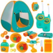 ToyVelt Kids Camping Tent Set with Walkie Talkies - Set Includes Tent, Telescope, 2 Walkie Talkies, and Full Camping Gear Set Indoor and Outdoor Toy - Best Present for 3 4 5 6 Year Old Boys and Girls