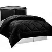 Legacy Decor 3pc Down Alternative, Reversible Comforter Set Black and Black, King Size