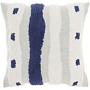 Mina Victory Life Styles Tufted Woven Waves 18" x 18" Blue Ink Indoor Throw Pillow