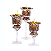 Melrose Set of 3 Gold and Silver Distressed Votive Candle Holders 8" - 12"