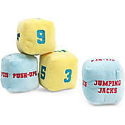 Blue Panda Plush Exercise Dice Cubes for Indoor, Outdoor Games (Blue, Yellow, 4 in, 4 Pack)