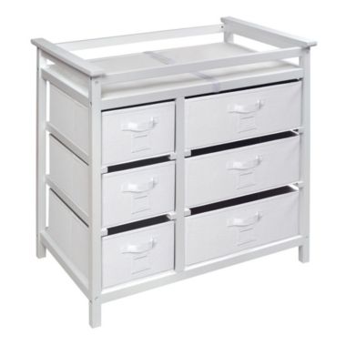 Badger Basket Co. Modern Baby Changing Table with Six Baskets - White. View a larger version of this product image.