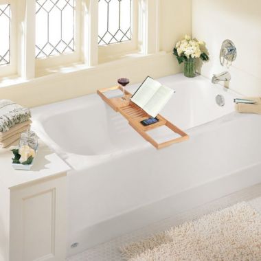 ToiletTree Products Bamboo Bathtub Caddy with Extending Sides and Adjustable Book Holder. View a larger version of this product image.