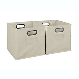 Niche Cubo Set of 2 Foldable Fabric Storage Bin with Built-in Chrome Handles - Natural