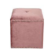 Contemporary Home Living 17" Pink Contemporary Single Tufted Square Foot Stool Ottoman