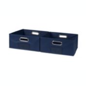 Niche Cubo Set of 2 Half-Size Foldable Fabric Storage Bin with Chrome Handles - Blue