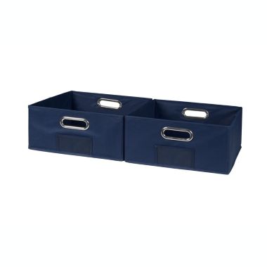 Niche Cubo Set of 2 Half-Size Foldable Fabric Storage Bin with Chrome Handles - Blue. View a larger version of this product image.