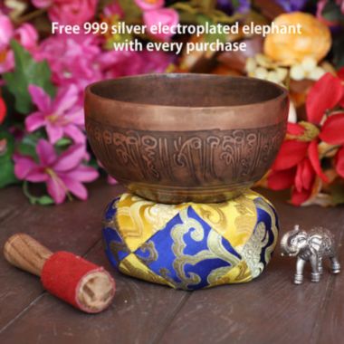 Cottage Handicraft, Hand-made Singing Bowl, Large with free Elephant Gift. View a larger version of this product image.
