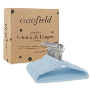 Casafield 50 Velvet Baby Hangers - 11" Size for Infant & Toddler Clothes. View a larger version of this product image.