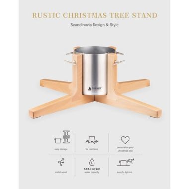 Tree Nest Large Rustic Christmas Tree Stand for Real Trees, Silver. View a larger version of this product image.