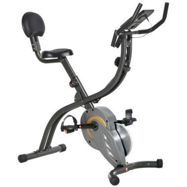 Soozier Foldable Recumbent Exercise Magnetic Resistance Stationary Bike with LCD Monitor, Arm  Band & Phone Holder, Grey. View a larger version of this product image.