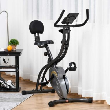 Soozier Foldable Recumbent Exercise Magnetic Resistance Stationary Bike with LCD Monitor, Arm  Band & Phone Holder, Grey. View a larger version of this product image.