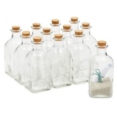 3 6 9 Or 12 Clear Glass Storage Bottle Jars Vial Cork Stopper Kitchen Cruet Set 