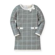 Hope & Henry Girls&#39; Bow Detail Sweater Dress (Dark Gray Windowpane, 6-12 Months)
