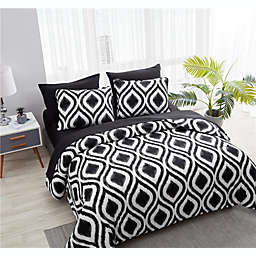 The Nesting Company Cypress 7 Piece bed in a bag Comforter Set and Sheet Set Queen Black & White