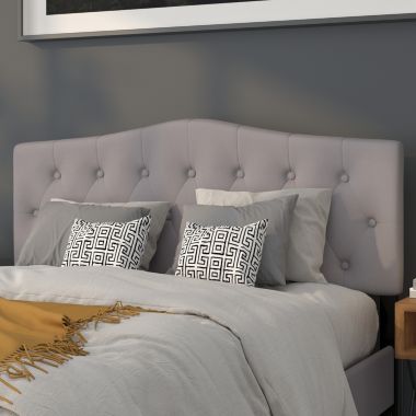 Flash Furniture Cambridge Tufted Upholstered Queen Size Headboard in Light Gray Fabric. View a larger version of this product image.