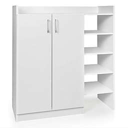 Slickblue Freestanding Shoe Cabinet with 3-Postition Adjustable Shelves-White