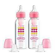 Dr. Browns Anti-Colic Options+ Narrow Sippy Bottle Starter Kit, 8oz, 2 pack, Pink