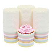 Sparkle and Bash 50 Pack Striped Paper Baking Cups, Pastel Rainbow Cupcake Wrappers (2.2 In)