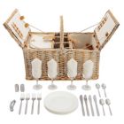 Alternate image 0 for Juvale Wicker Picnic Basket Set for 4 with Insulated Cooler Bag, Silverware, Glasses, Napkins, Double Lid, Straw/White Finish