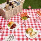 Alternate image 1 for Juvale Wicker Picnic Basket Set for 4 with Insulated Cooler Bag, Silverware, Glasses, Napkins, Double Lid, Straw/White Finish