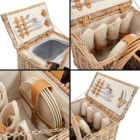 Alternate image 3 for Juvale Wicker Picnic Basket Set for 4 with Insulated Cooler Bag, Silverware, Glasses, Napkins, Double Lid, Straw/White Finish