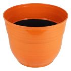 Alternate image 1 for Garden Elements Glazed Brushed Happy Large Plastic Planter, Bright Orange, 15 Inch