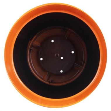 Garden Elements Glazed Brushed Happy Large Plastic Planter, Bright Orange, 15 Inch. View a larger version of this product image.