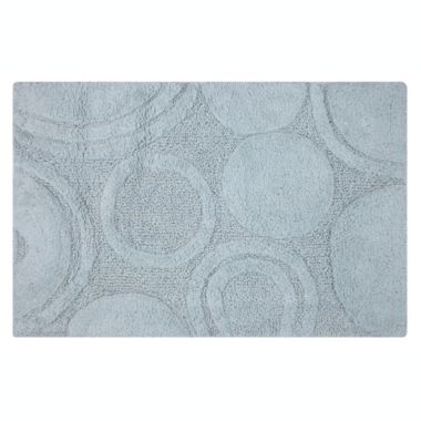 Knightsbridge Orbit Bath Rug Cotton Non Skid Back - 24x40", Light Blue. View a larger version of this product image.