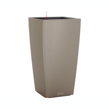 Lechuza USA 16" Sand Brown All In One Cube Matte Smooth Finish Planter. View a larger version of this product image.