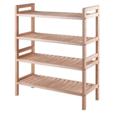 Winsome Mercury Entryway Mudroom Solid Wood 2 Piece Stackable Shoe Rack Set - Natural. View a larger version of this product image.