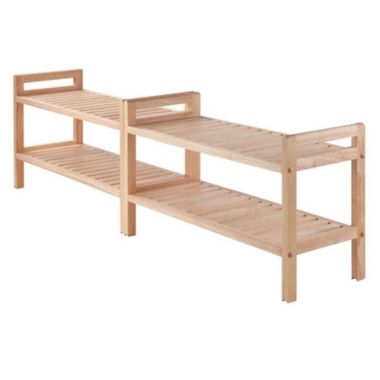 Winsome Mercury Entryway Mudroom Solid Wood 2 Piece Stackable Shoe Rack Set - Natural. View a larger version of this product image.