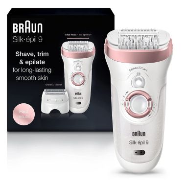 Braun Epilator Silk-épil 9 9-720, Hair Removal for Women, Wet & Dry, Womens Shaver & Trimmer, Cordless, Rechargeable. View a larger version of this product image.
