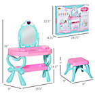 Alternate image 3 for Qaba 2 In 1 Musical Piano Kids Dressing Table Set, 32 PCS Vanity Make Up Desk, Magic Glamour Princess Mirror, w/ Beauty Kit, Mirror, Stool, Light, Hair Dryer, for 3-6 Years Old, Pink, Blue