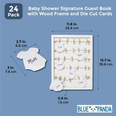 Blue Panda Baby Shower Signature Guest Book with Wood Frame and Die Cut Cards. View a larger version of this product image.